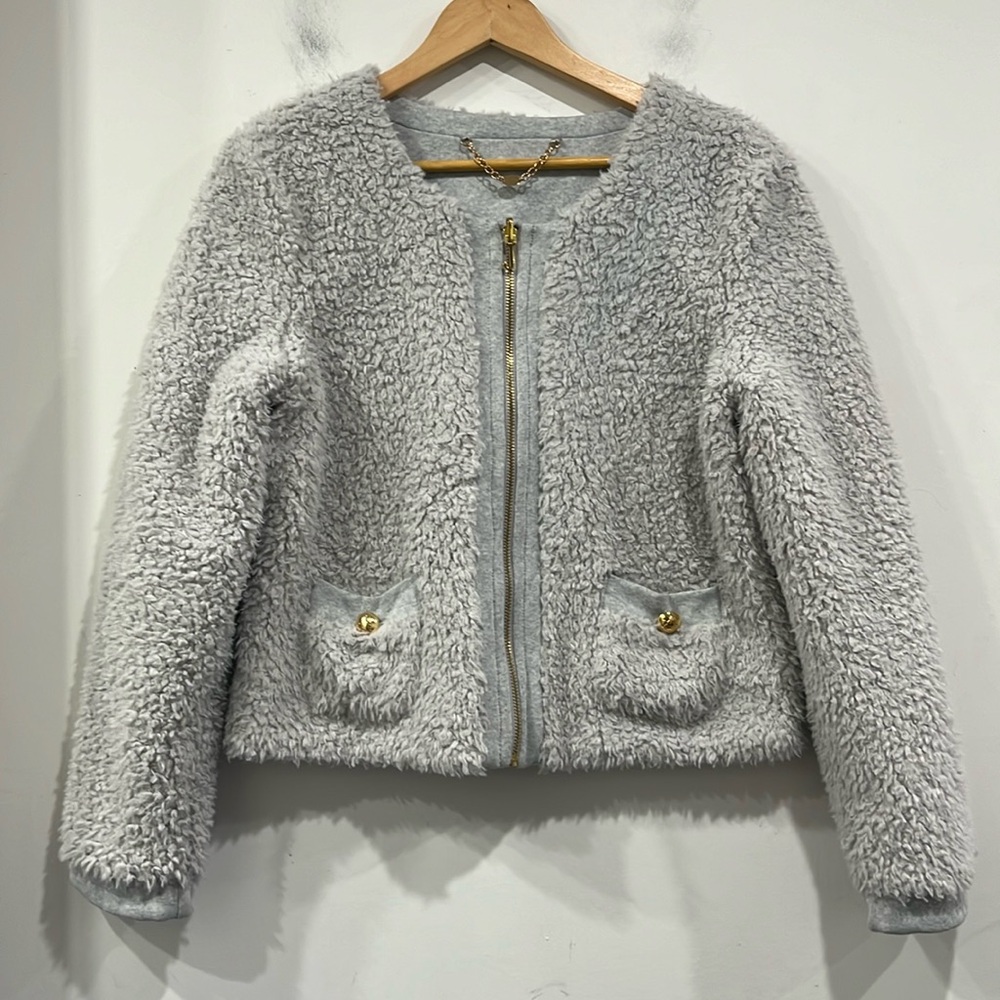 Juicy Couture Sherpa Reversible Zip up Jacket in Grey size L